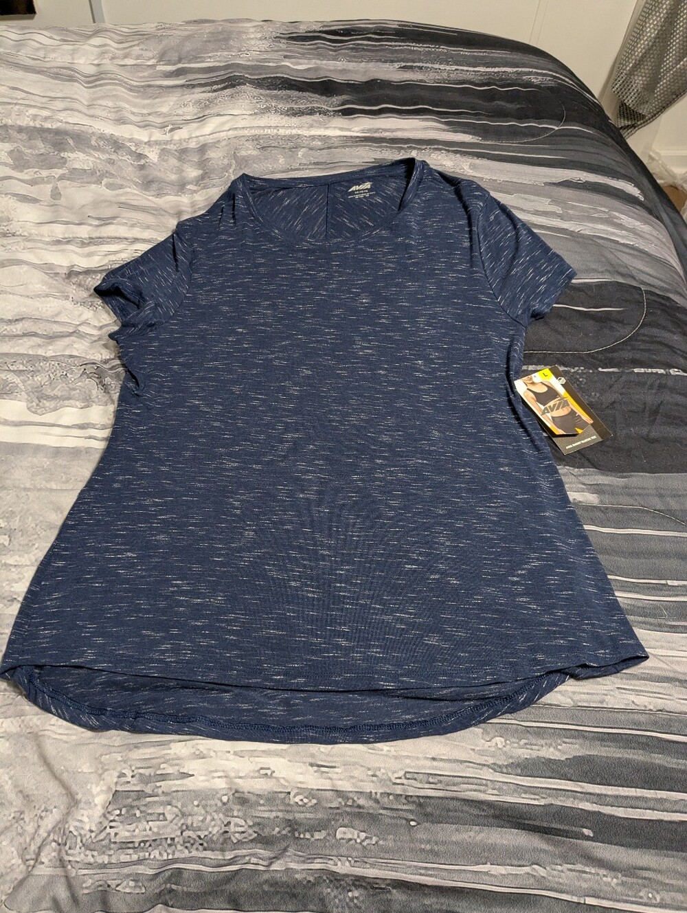 NWT Avia Navy Heathered Short Sleeve Active Tee
